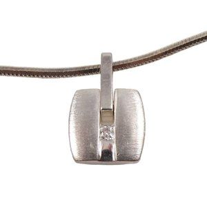 Fossil Sterling Silver Clear CZ Pendant Liquid Silver Necklace 16"